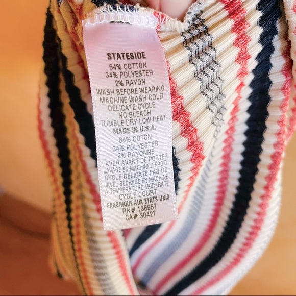 Stateside Red White and Blue Short Sleeved Striped MIDI Maxi Raw Edge He… - Picture 7 of 7